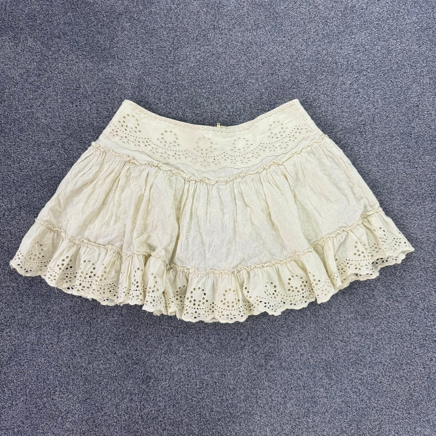 Y2K low rise tiered boho coquette mini skirt