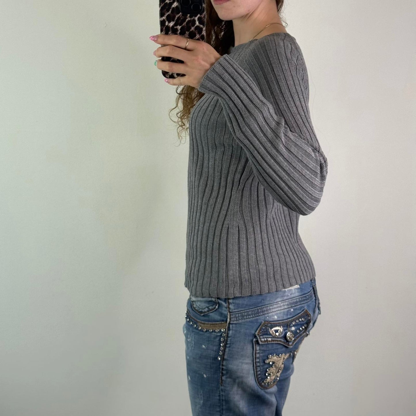 Y2K vintage asymmetrical side zipper ribbed chunky knit jumper high neck