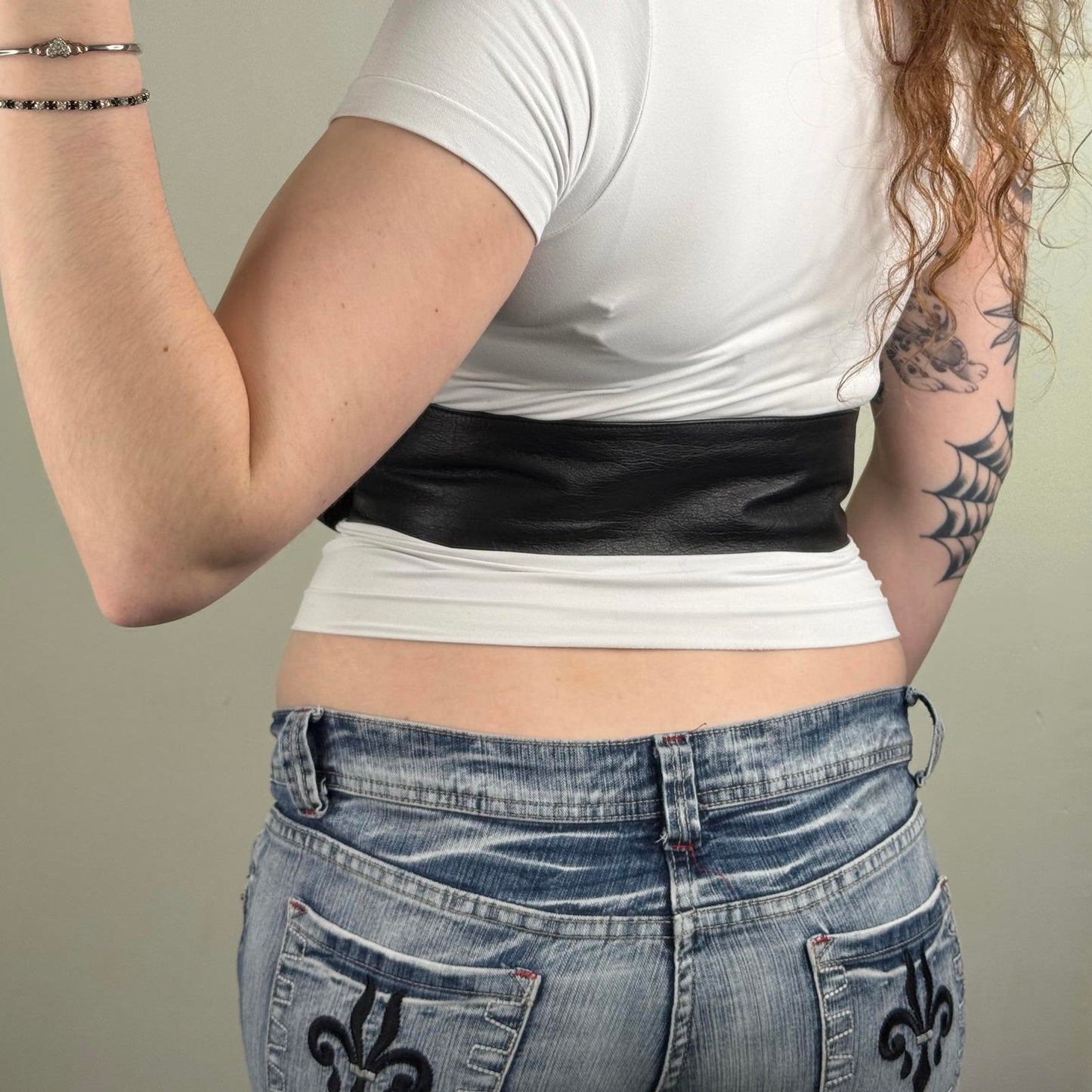 Y2K vintage genuine leather belt chunky gold charm buckle boho 90s oversized