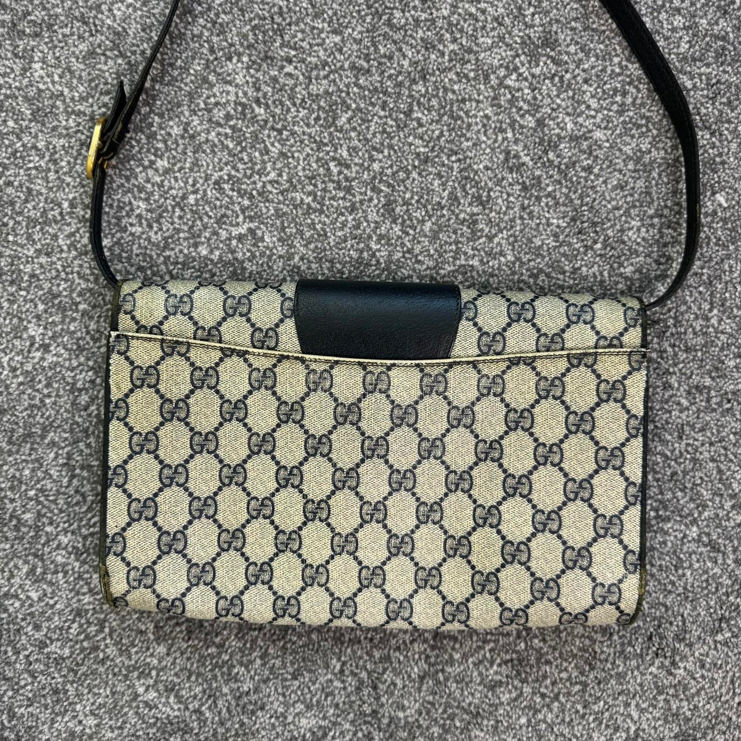 Vintage Gucci Ophidia canvas crossbody bag monogram navy blue cream clutch