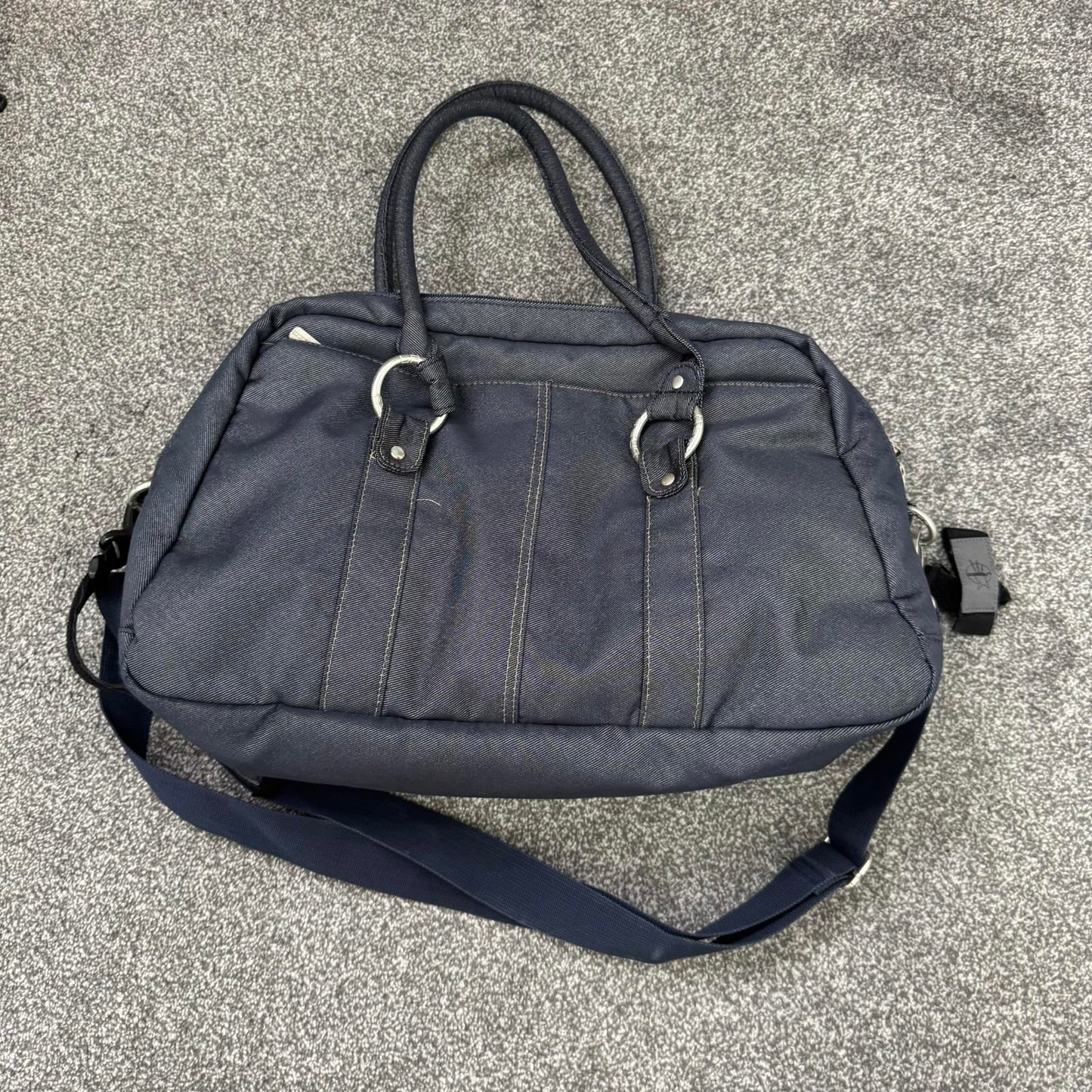 Large denim shoulder bag baby changing crossbody duffle nappy/ diaper bag