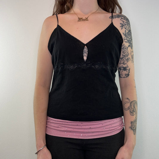 Y2K mesh keyhole cami top