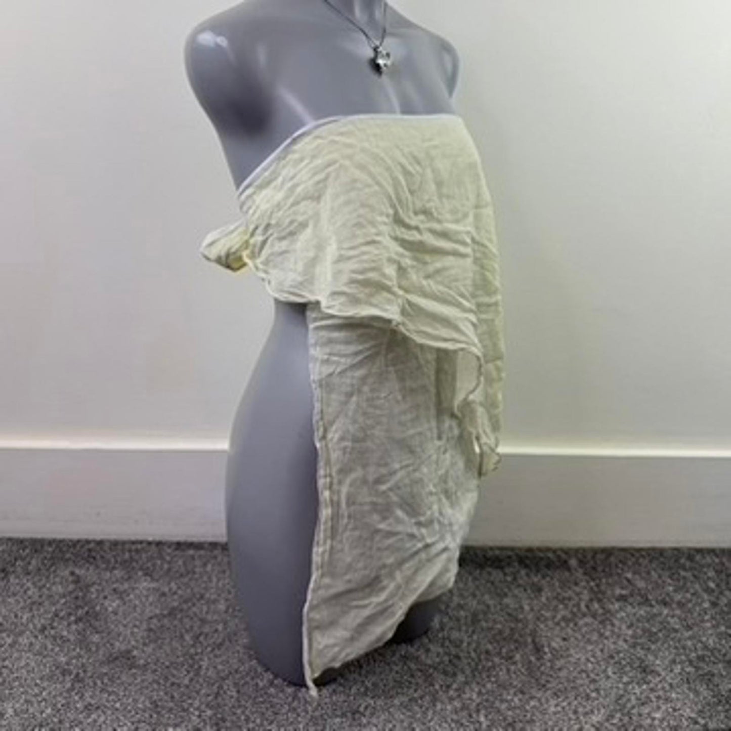 Y2K vintage layered strapless bandeau top bow cotton pale yellow asymmetrical