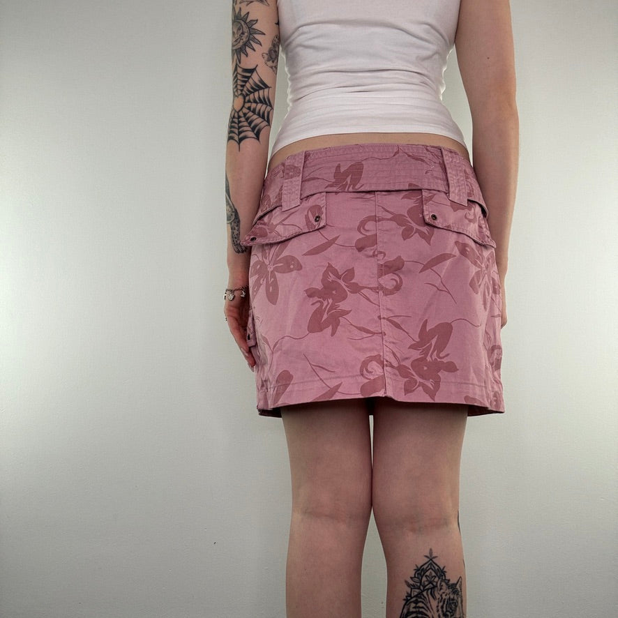 Y2K vintage floral belted cargo low rise mini skirt