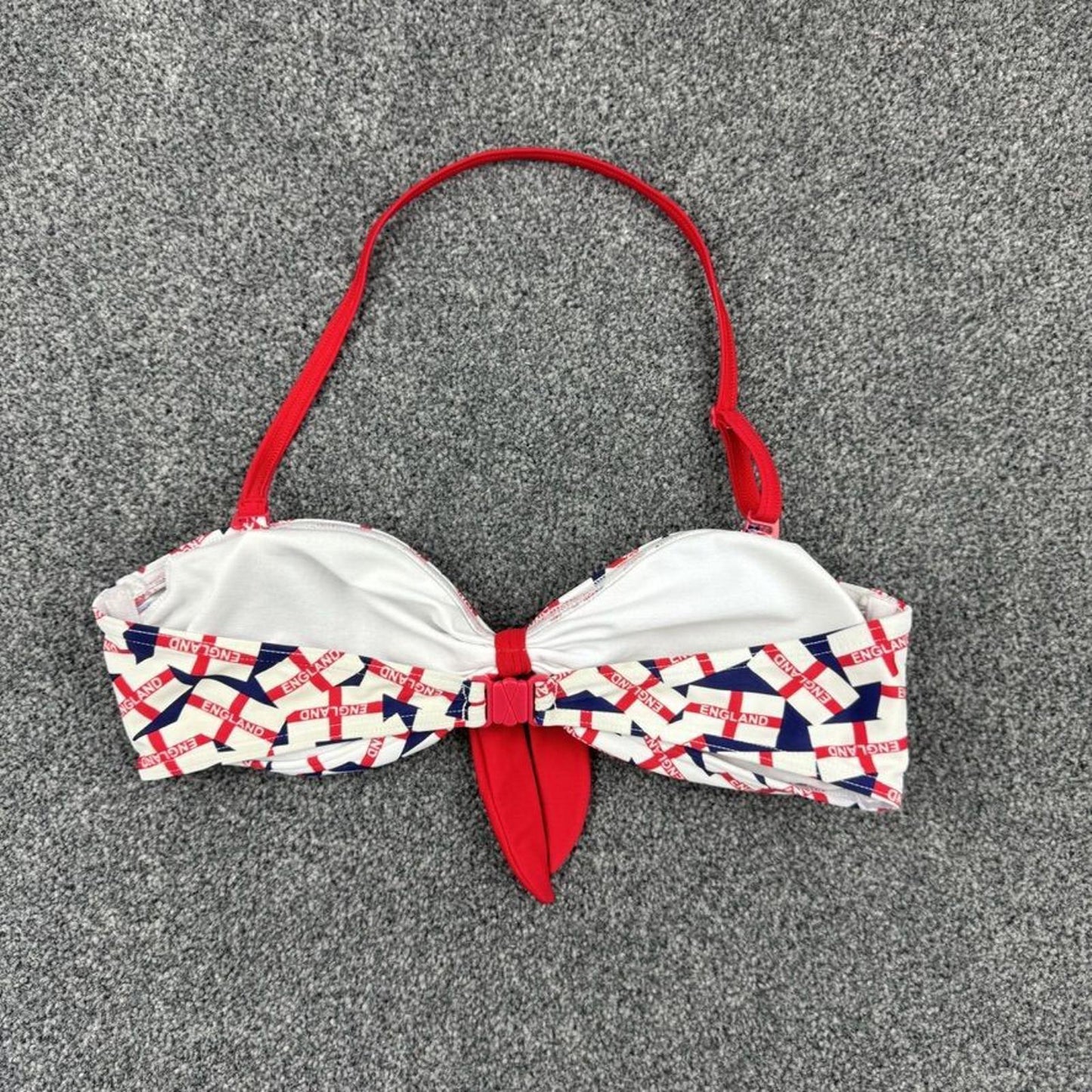 Y2K vintage England halter neck swimwear bikini top football flag bow strapless
