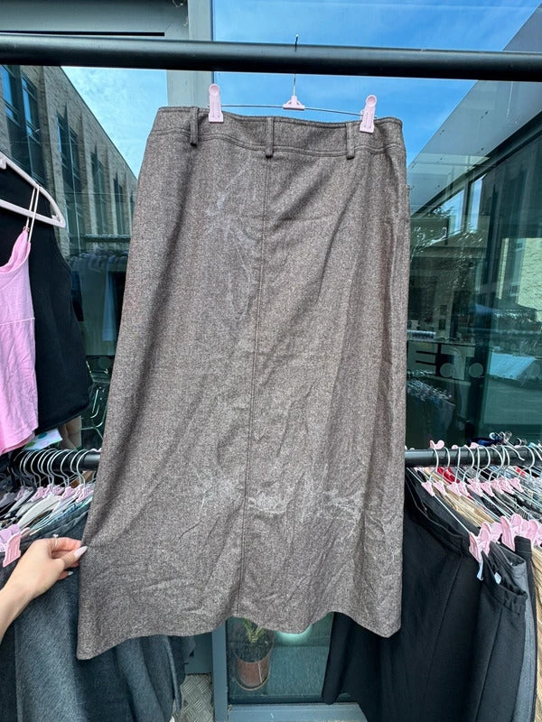 Y2K vintage wool blend maxi skirt brown a line