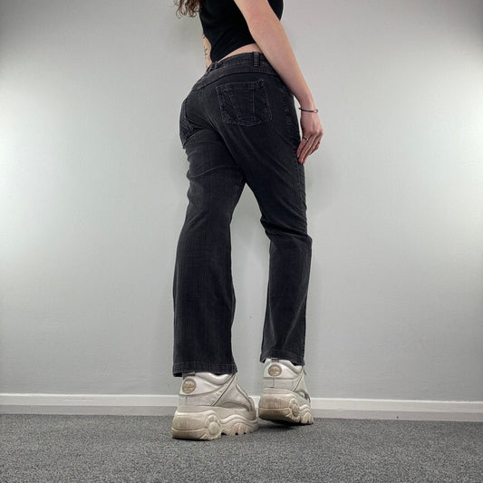 Y2K low rise dark grey bootcut corduroy trousers