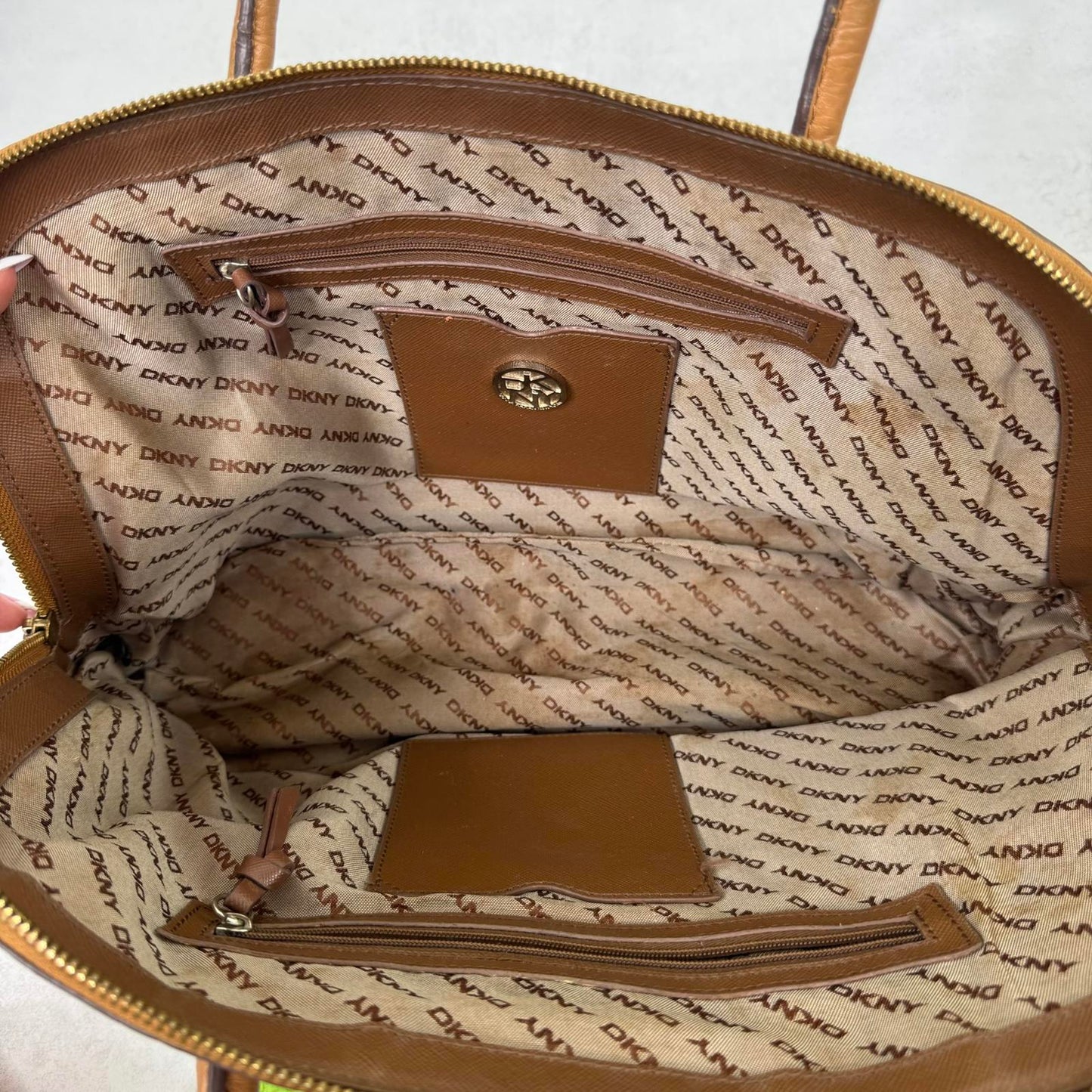 DKNY crossbody bag handbag canvas faux leather large