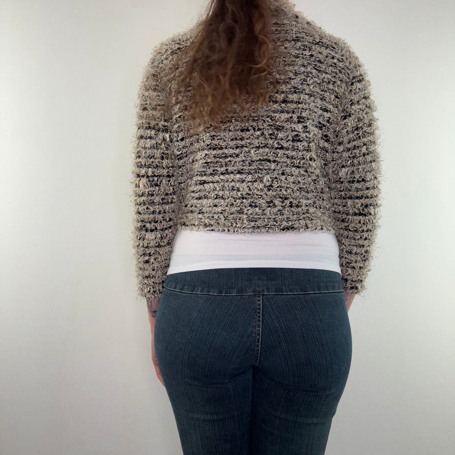 Y2K vintage shaggy knit cardigan button up