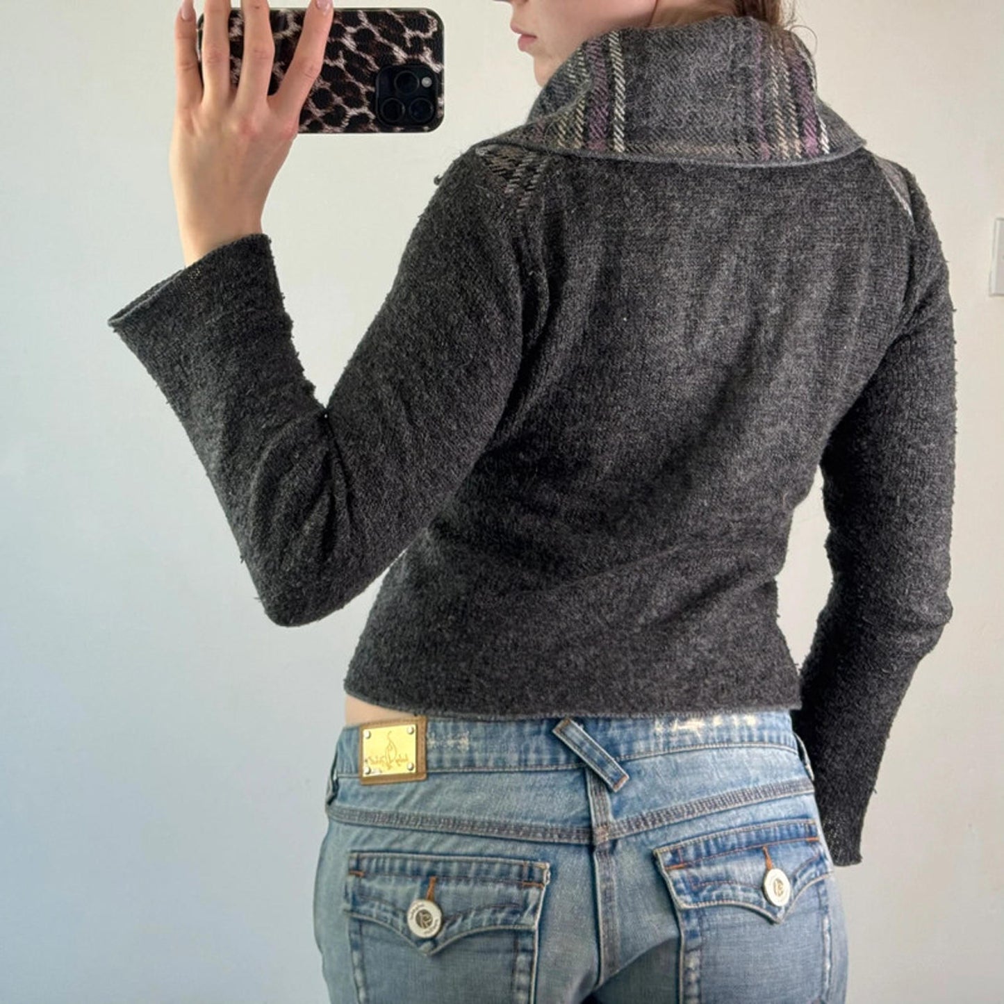 Y2K vintage archive tartan plaid button up wool blazer jacket fitted tailored