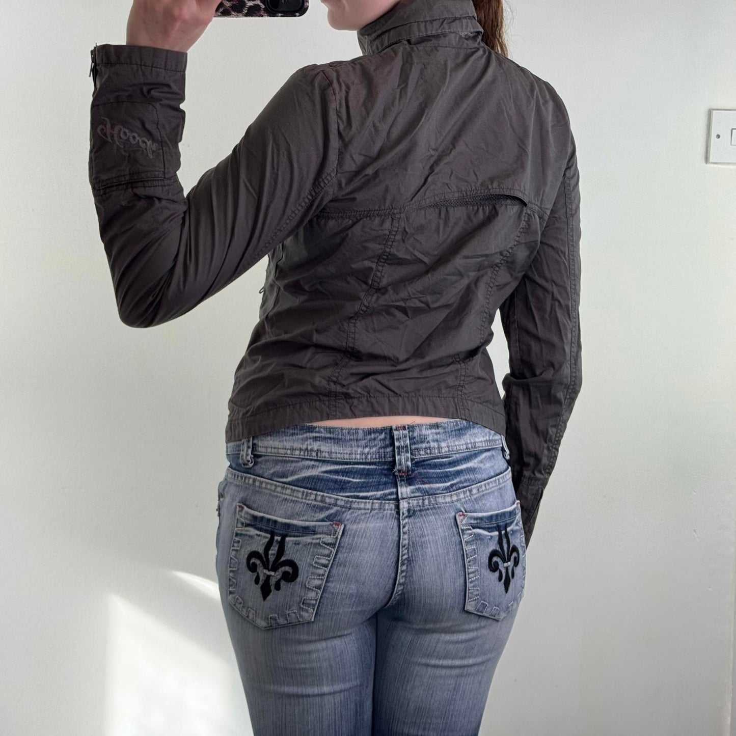 Y2K vintage Hooch lightweight zip up jacket cargo utility zippers high roll neck