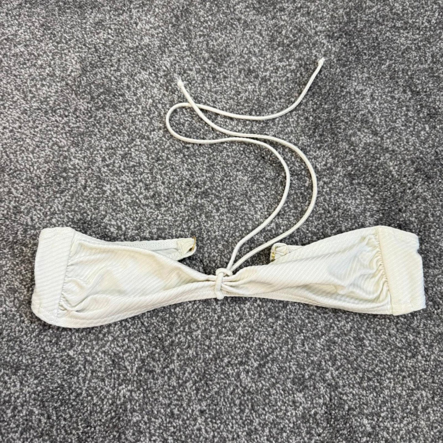 Y2K vintage halter neck mini bikini top white ruched bust ribbed no padding