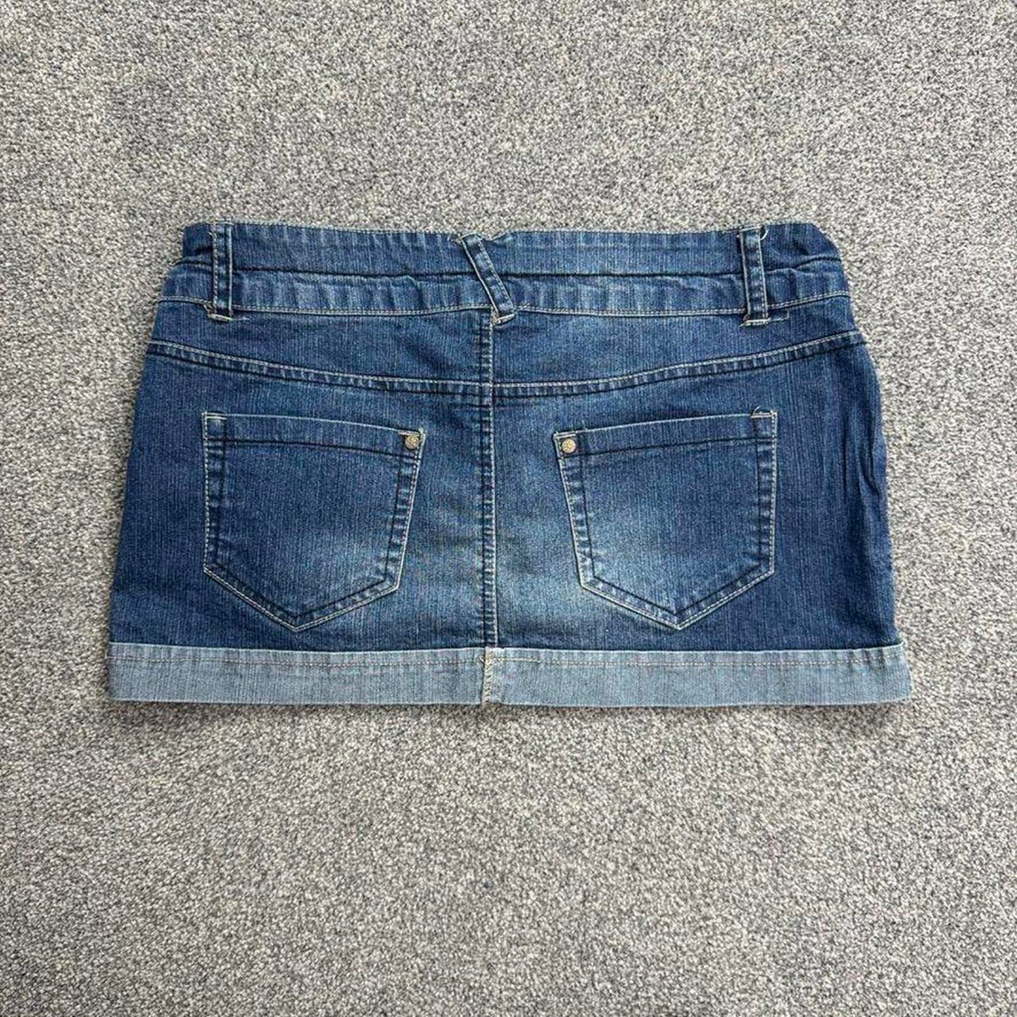 Y2K vintage micro low rise denim faded stretchy mini skirt