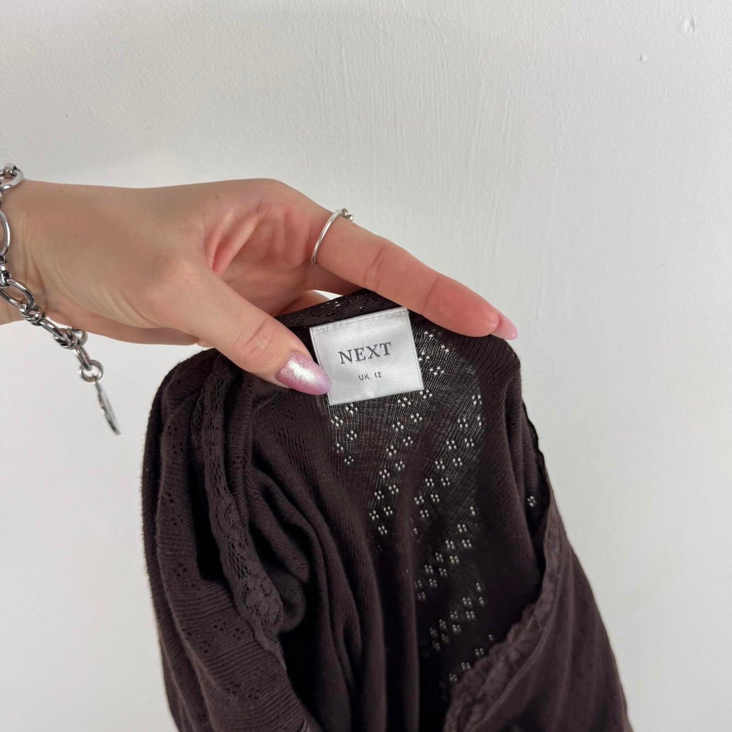 Y2K vintage fine knit button up cardigan satin bow v neck lace trim lettuce hem