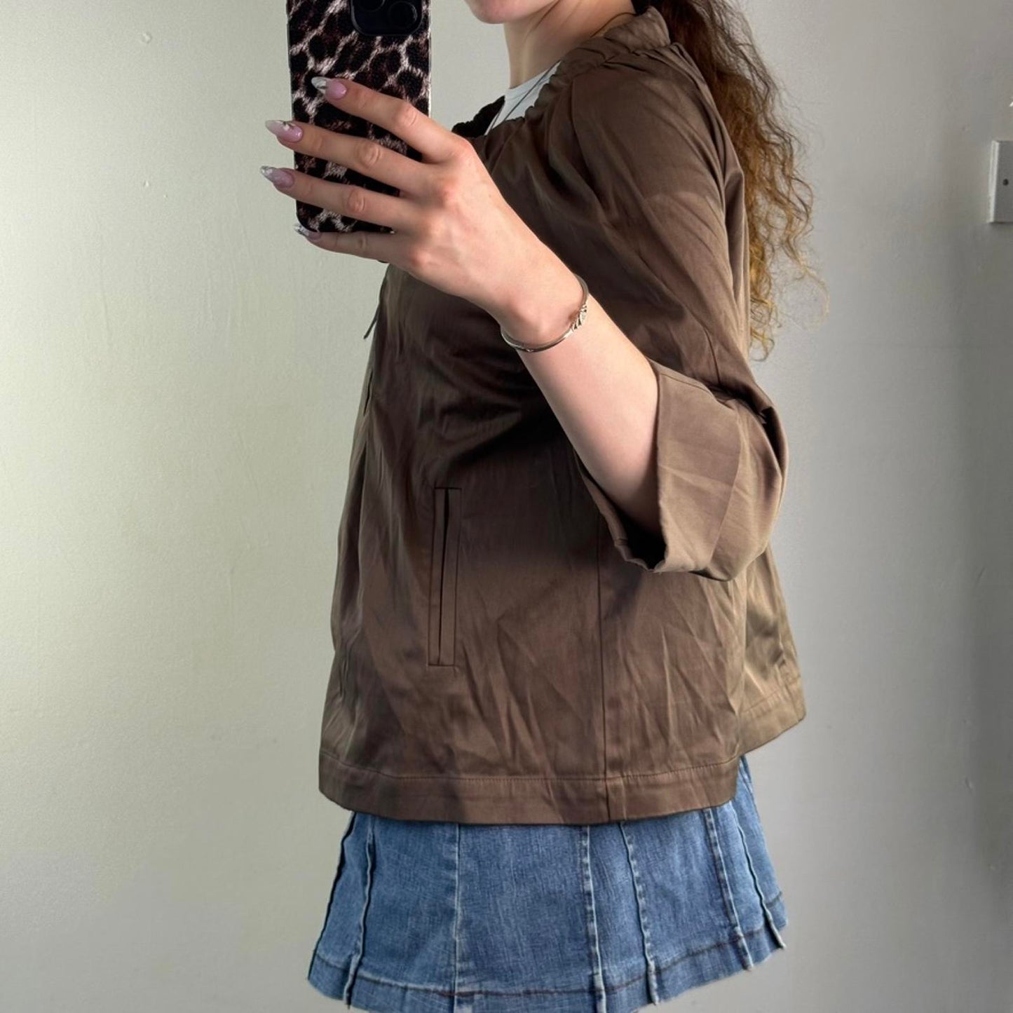 Y2K vintage archive bow lightweight jacket 3/4 sleeve bow peacoat swing