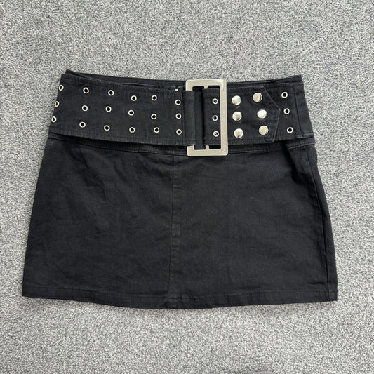 Y2K vintage oversized belt grommet buckle stretchy chunky mini skirt gothic alt