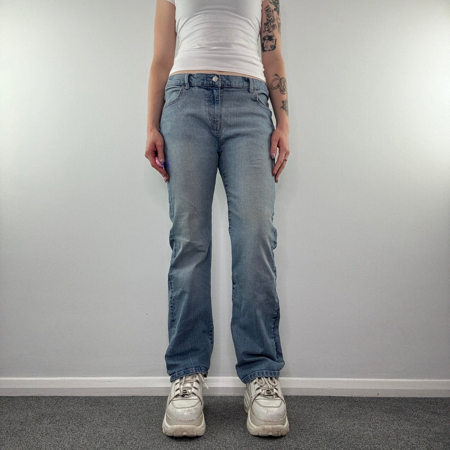 Y2K vintage butterfly embroidered bootcut mid rise denim jeans