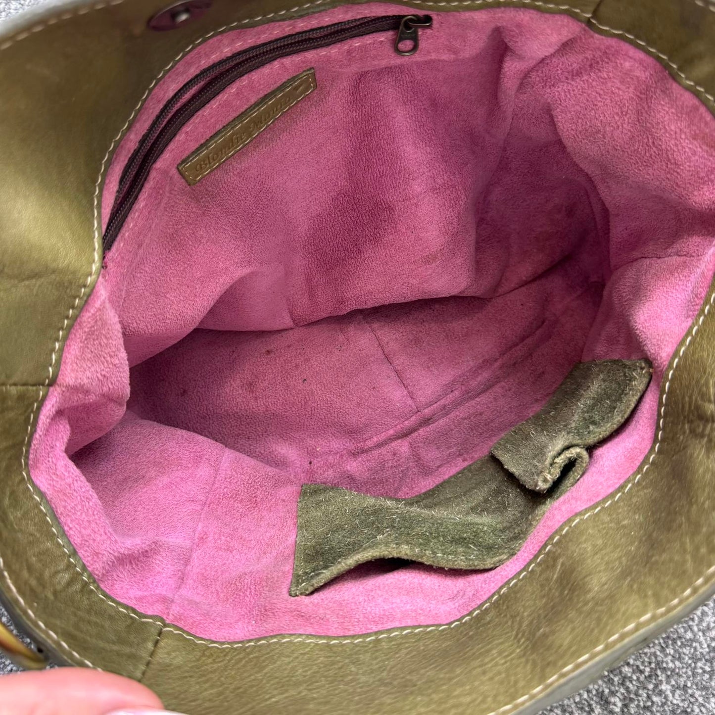 Y2K vintage genuine leather small shoulder bag contrast stitch o ring