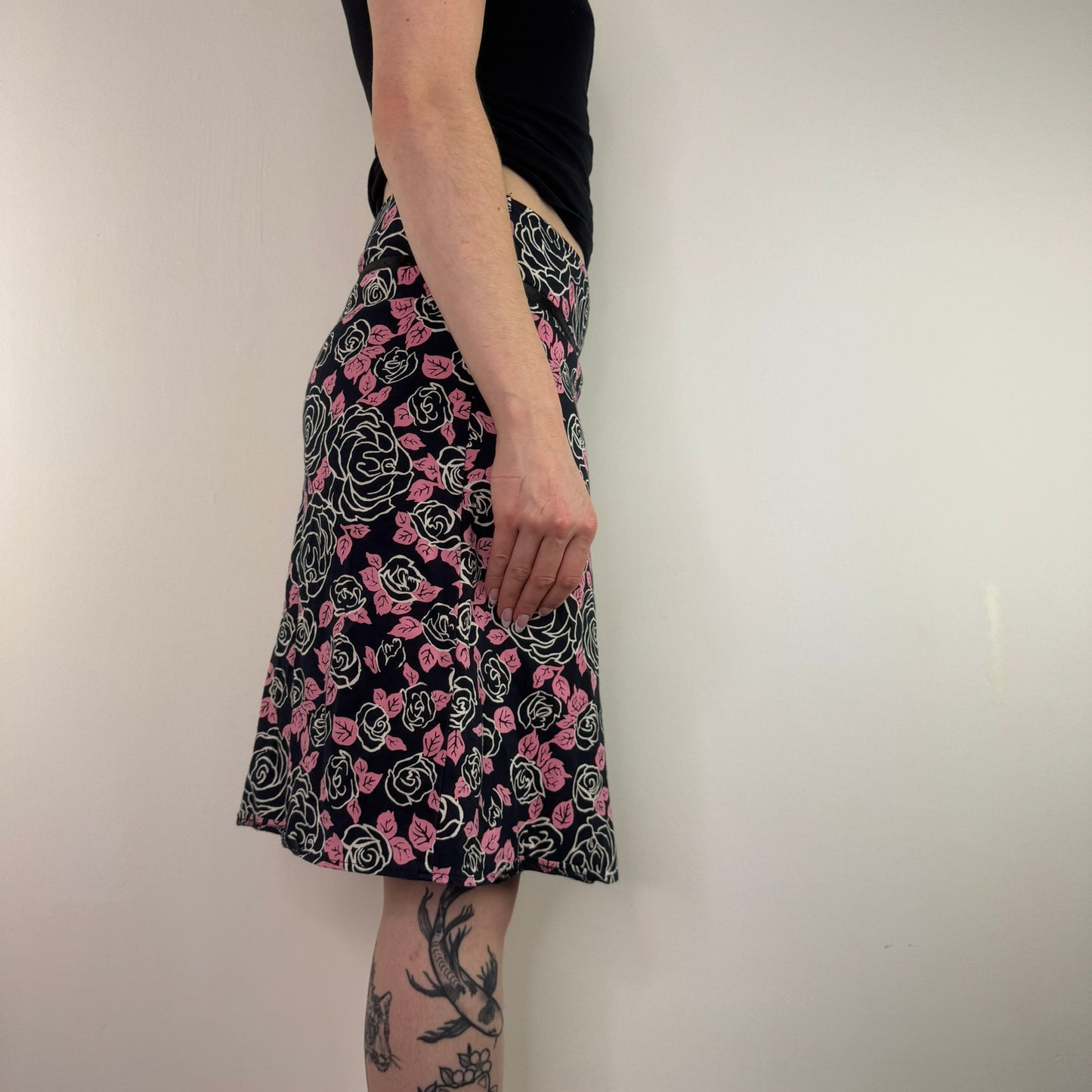 Y2K vintage a line floral floaty midi skirt