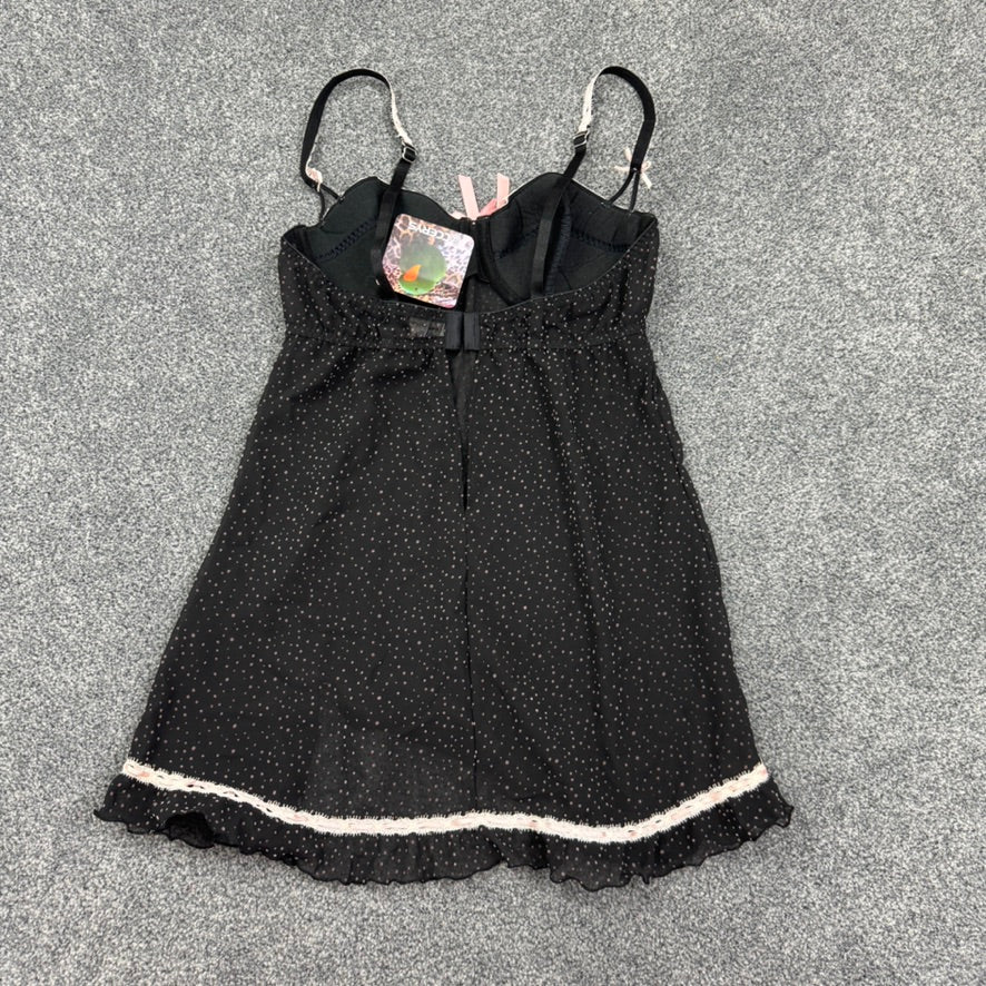 Y2K spotty bow sheer baby doll