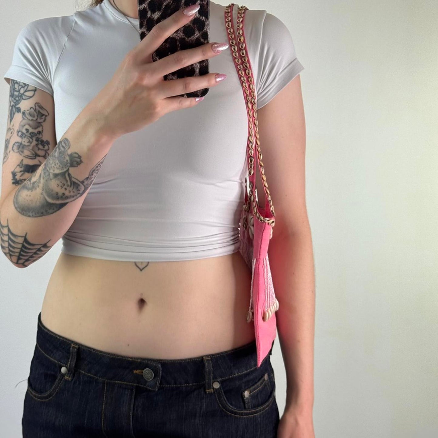 Y2K vintage sea shell shoulder bag pink tassel beaded beach summer holiday