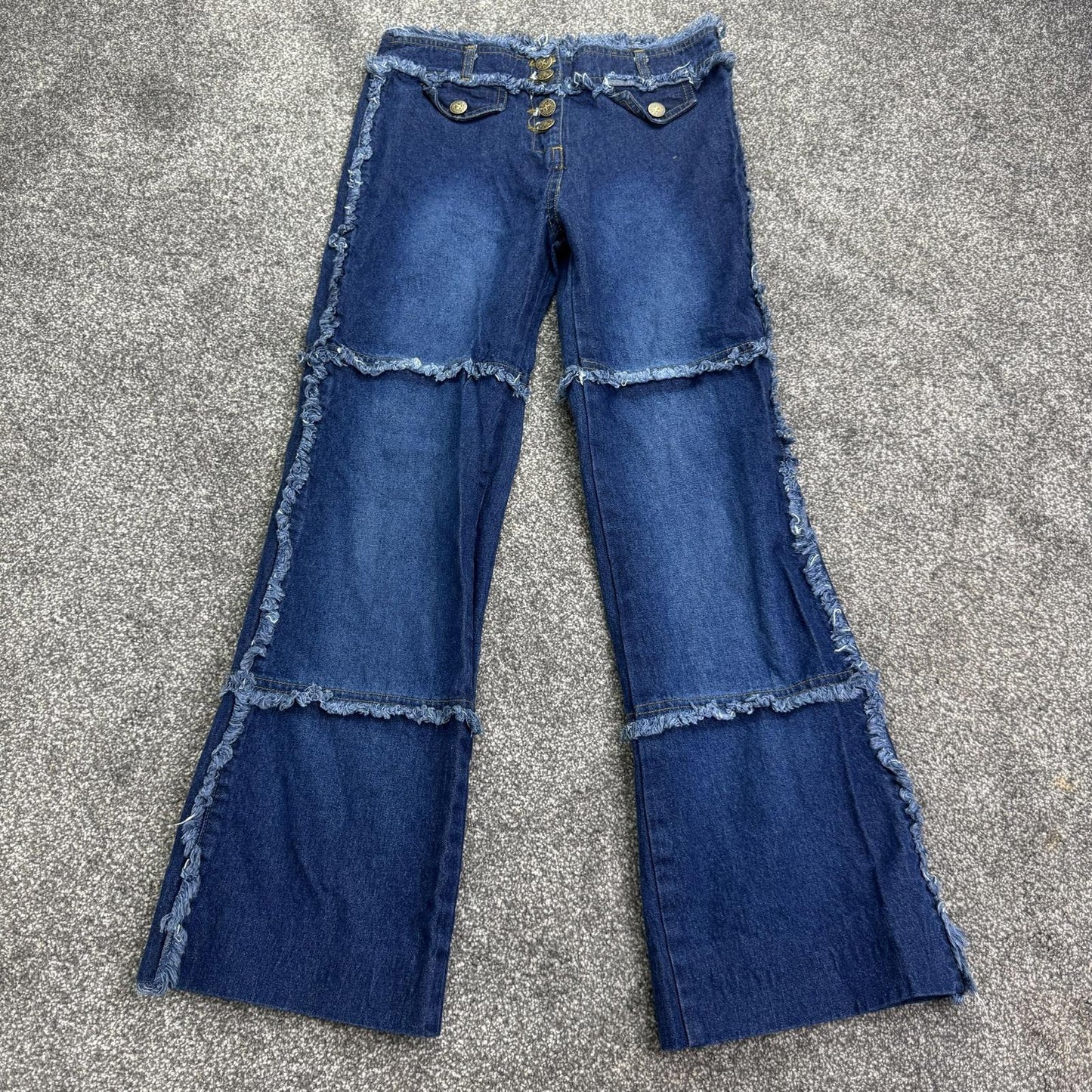 Y2K vintage patchwork denim flared jeans