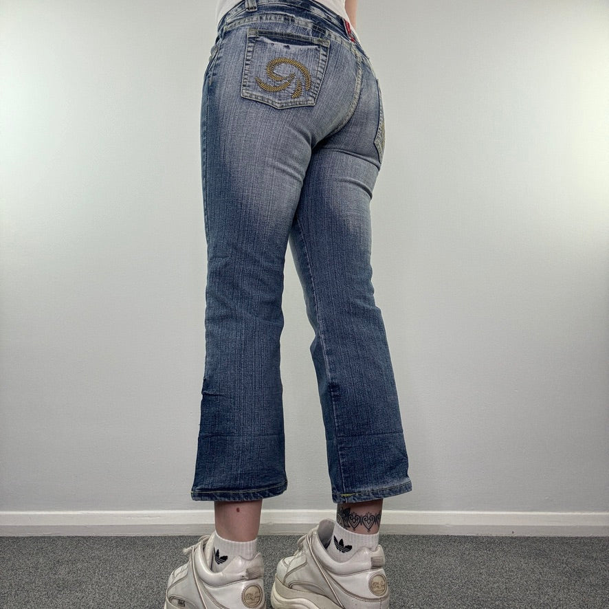 Y2K vintage low rise faded denim capri jeans