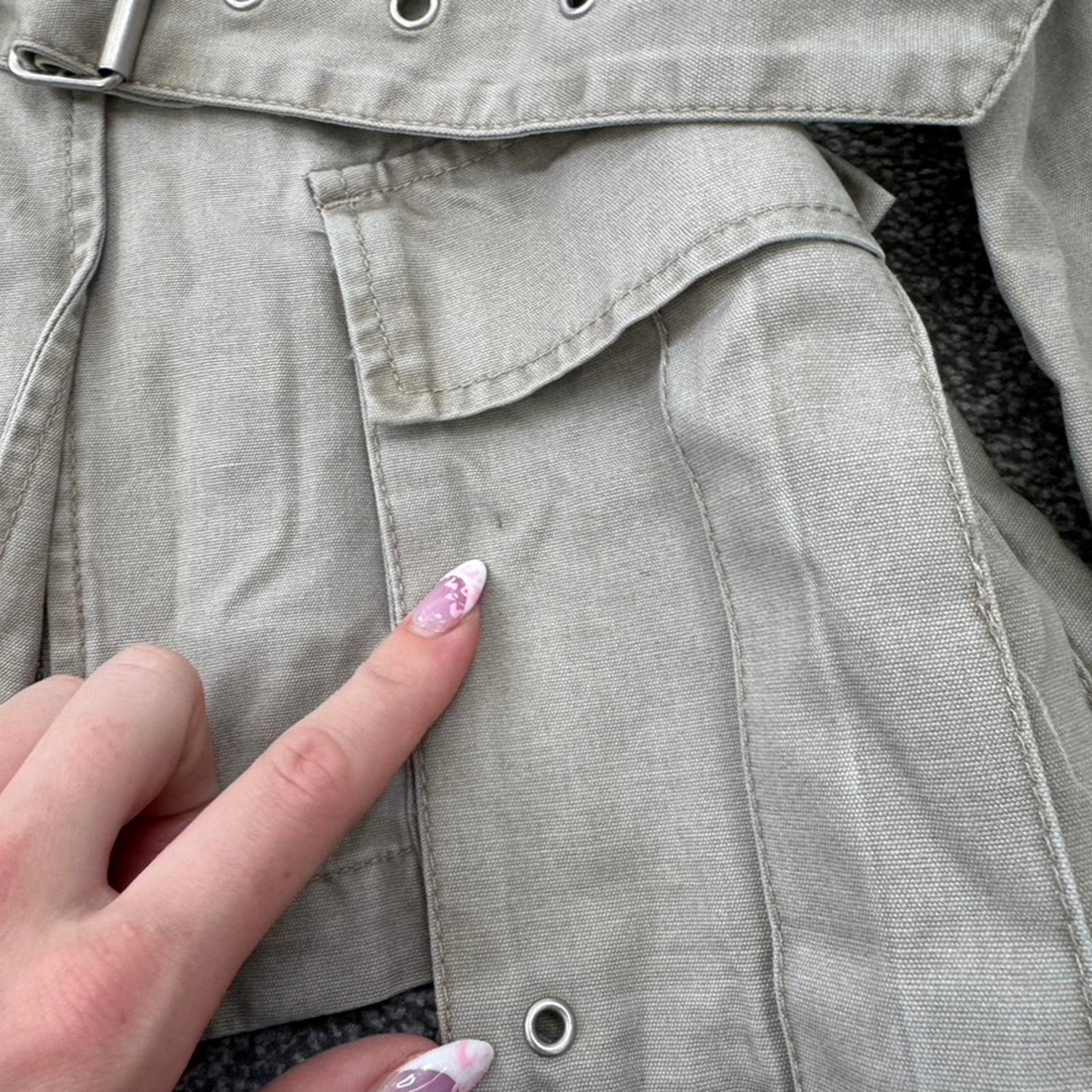 Y2K vintage lightweight zip up jacket with belt high neck buckle utility archive