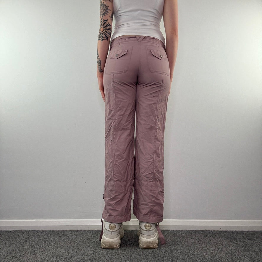 Y2K vintage mid rise baggy cargo trousers with belt