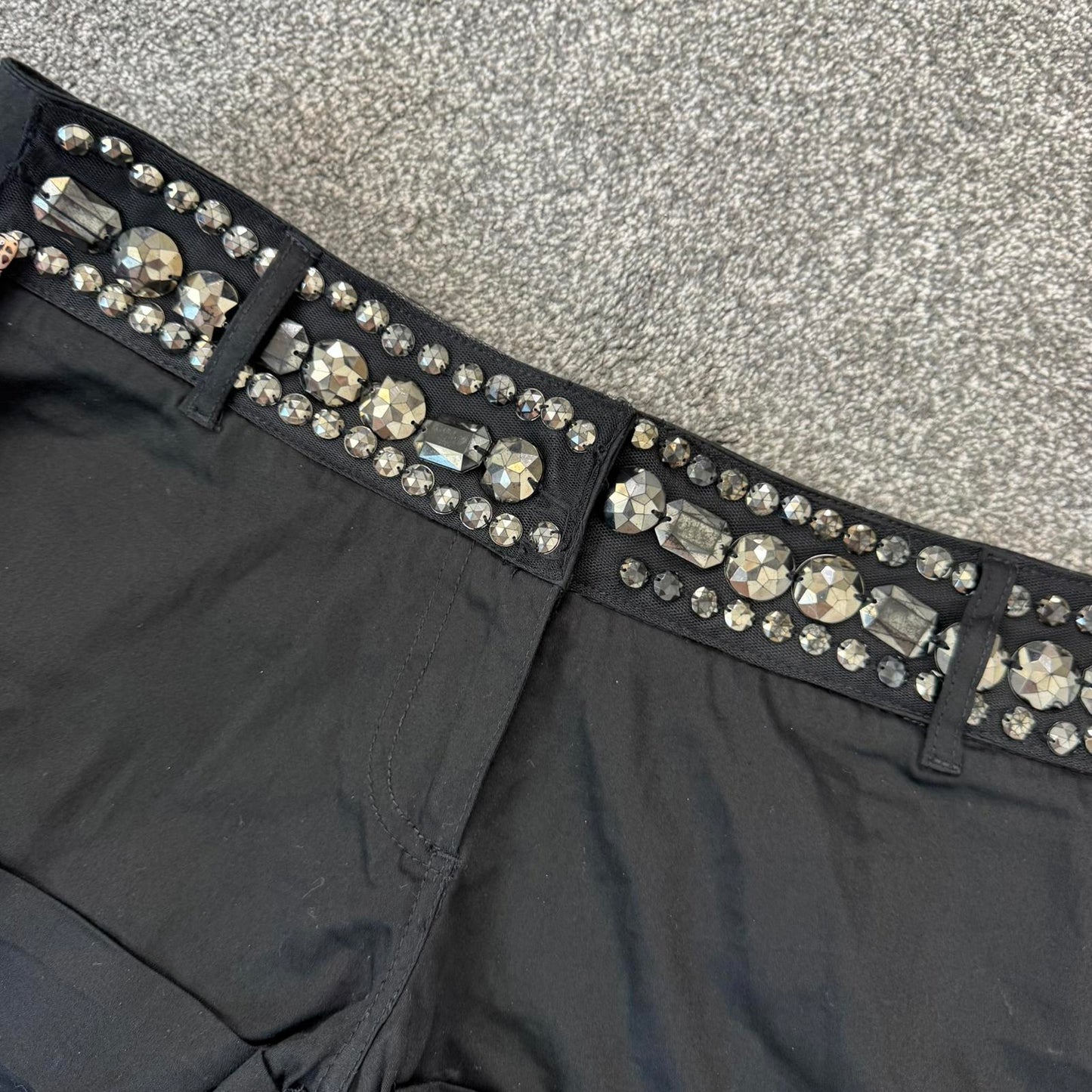 Y2K vintage low rise stretchy chunky gem jewels mini shorts boho festival chic