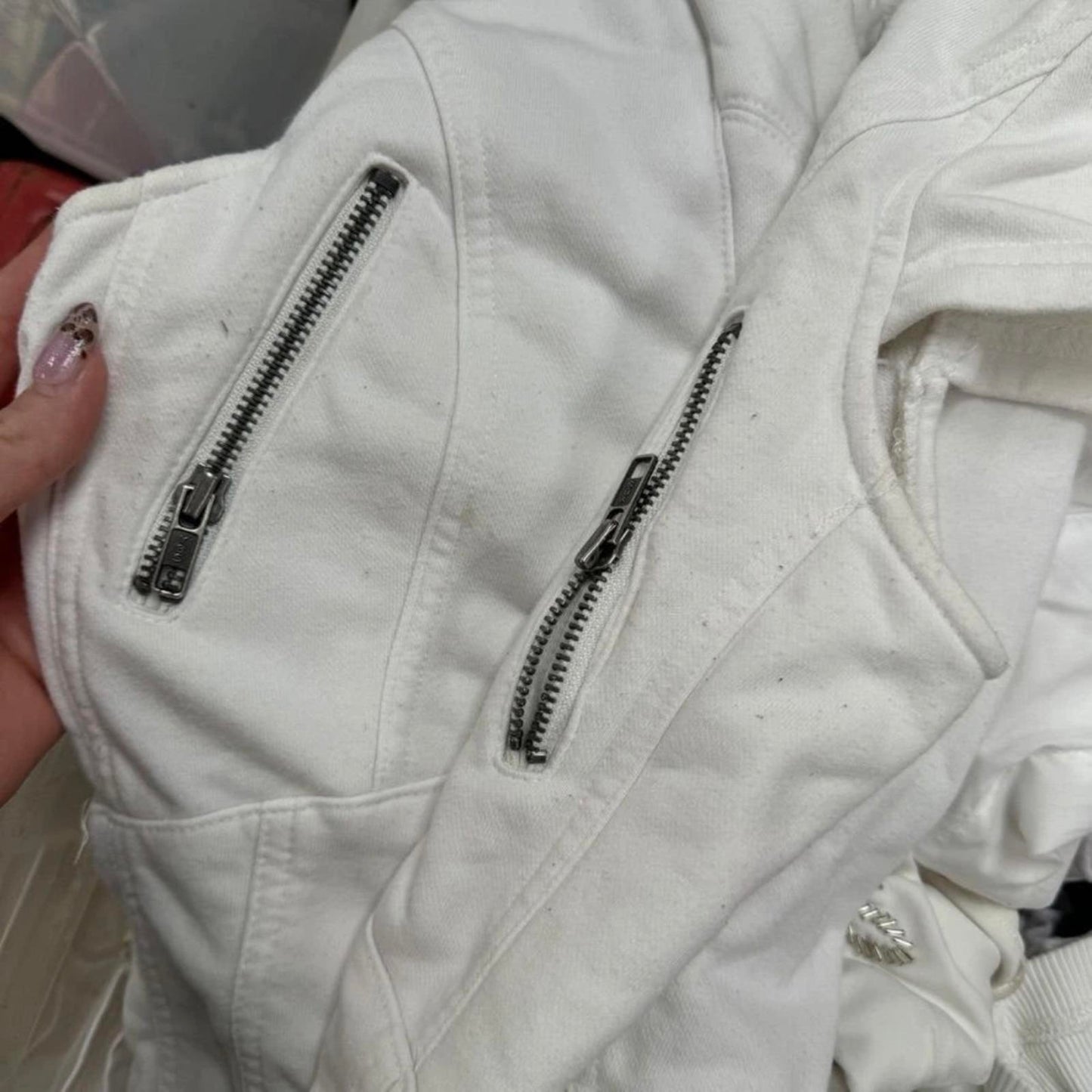 Y2K vintage Jane Norman zip up cap short sleeve jacket v neck zipper fitted