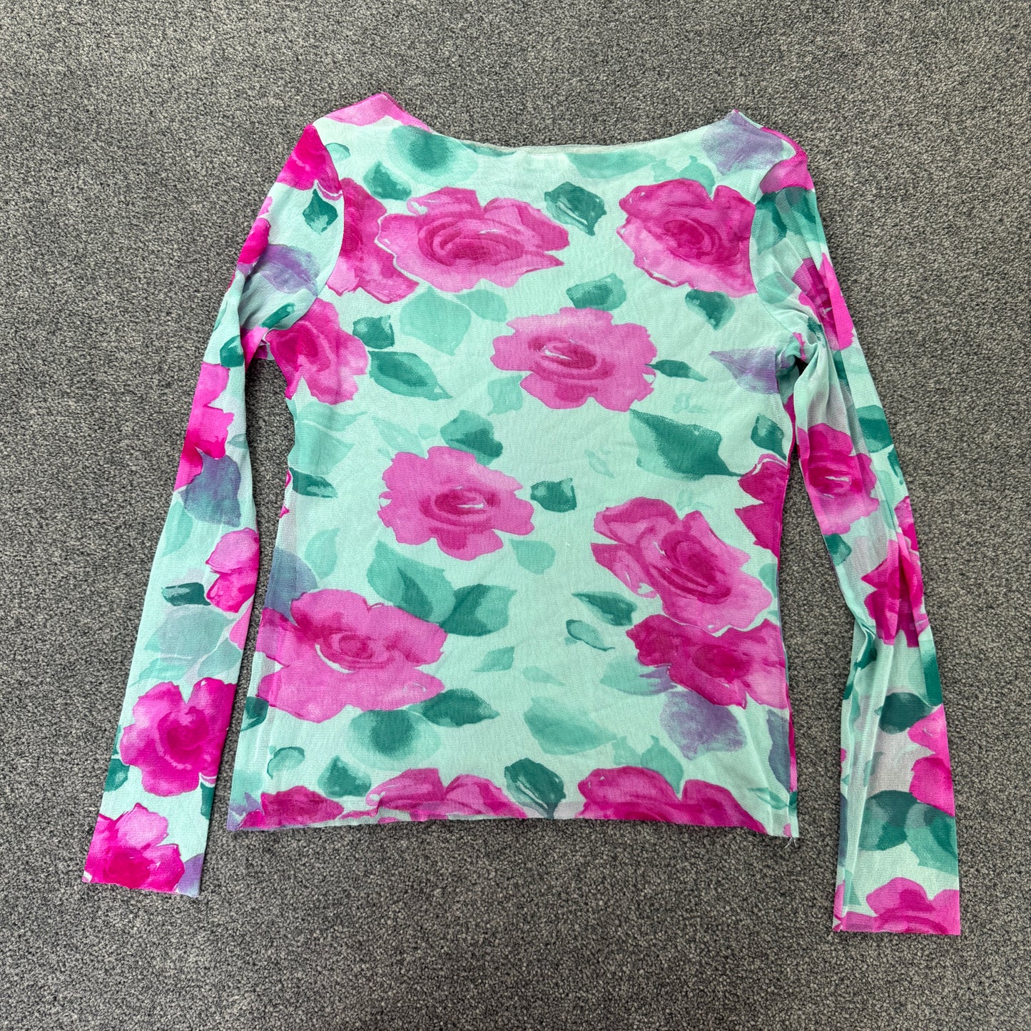 Y2K floral mesh long sleeve top