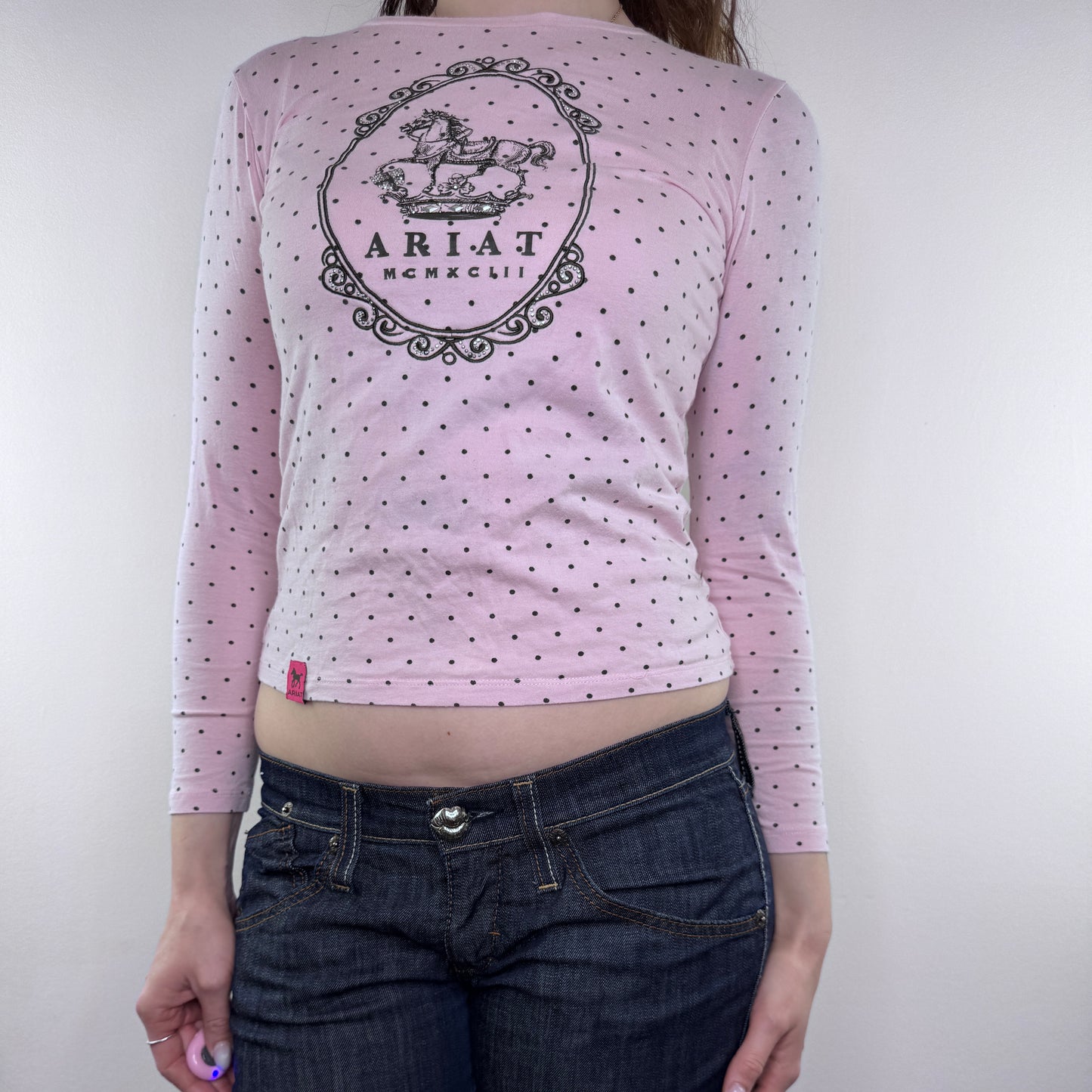 Ariat polka dot studded long sleeve top