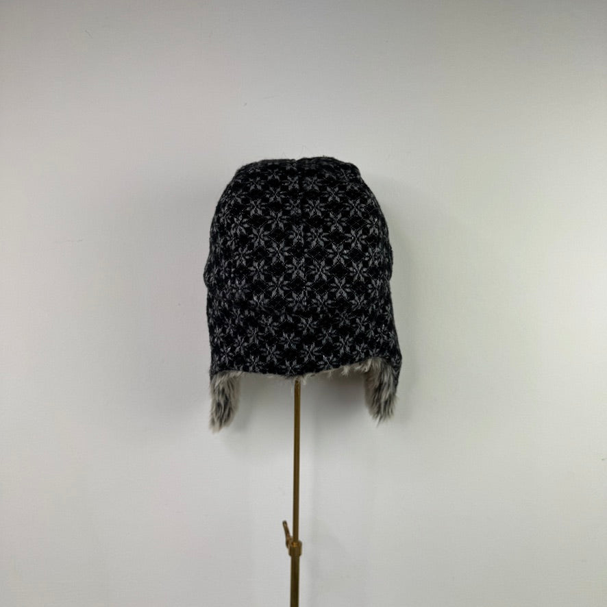 Y2K vintage sparkly snowflake faux fur trapper hat