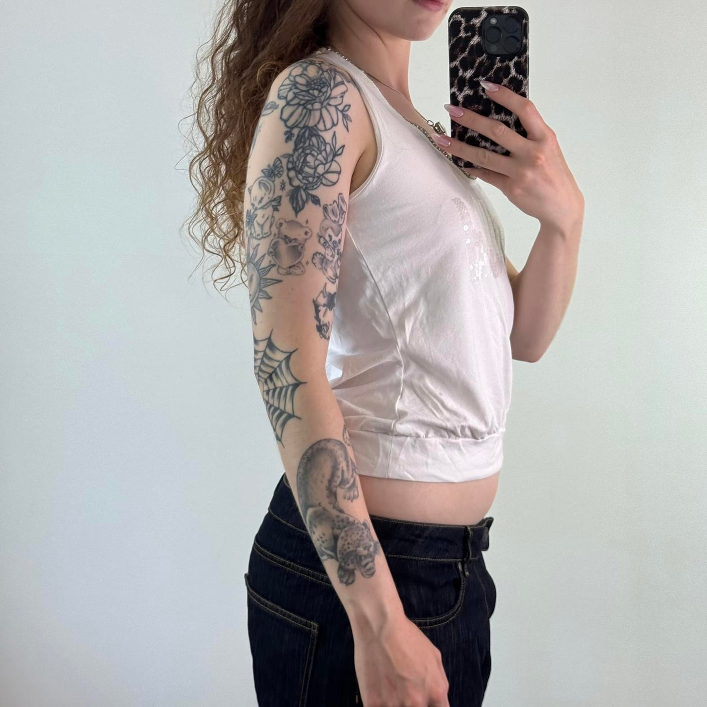 Y2K vintage cropped sequin rhinestone tank top touch slogan ruched racer back