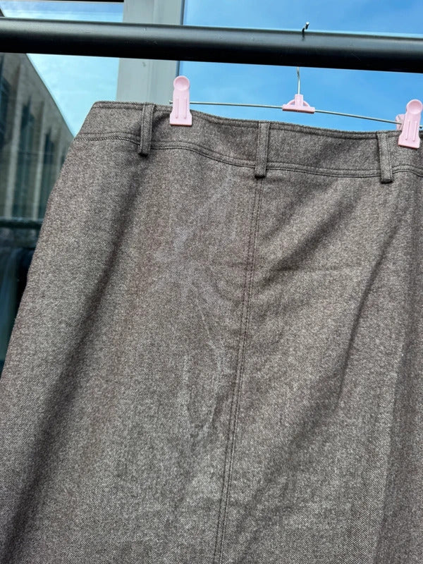 Y2K vintage wool blend maxi skirt brown a line