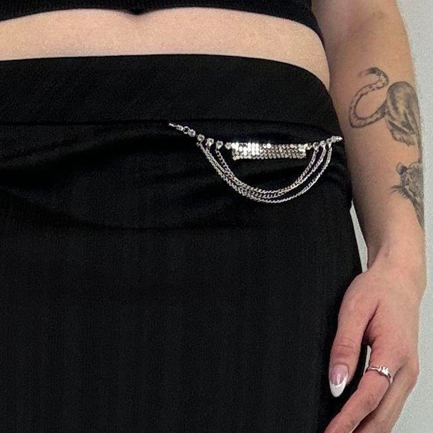 Y2K vintage Morgan De Toi midi skirt with chain detailing pinstripe office