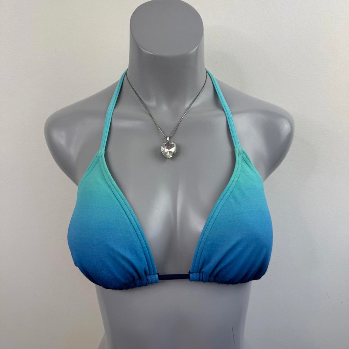 Y2K vintage ombre halter neck bikini top blue padded bust