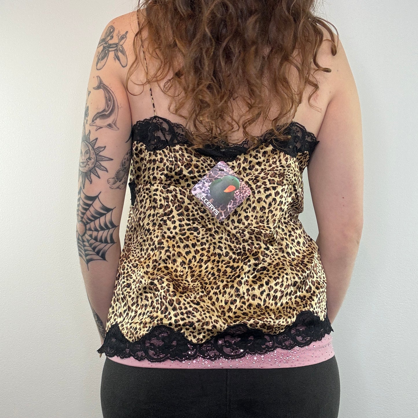 Y2K leopard silk cami top