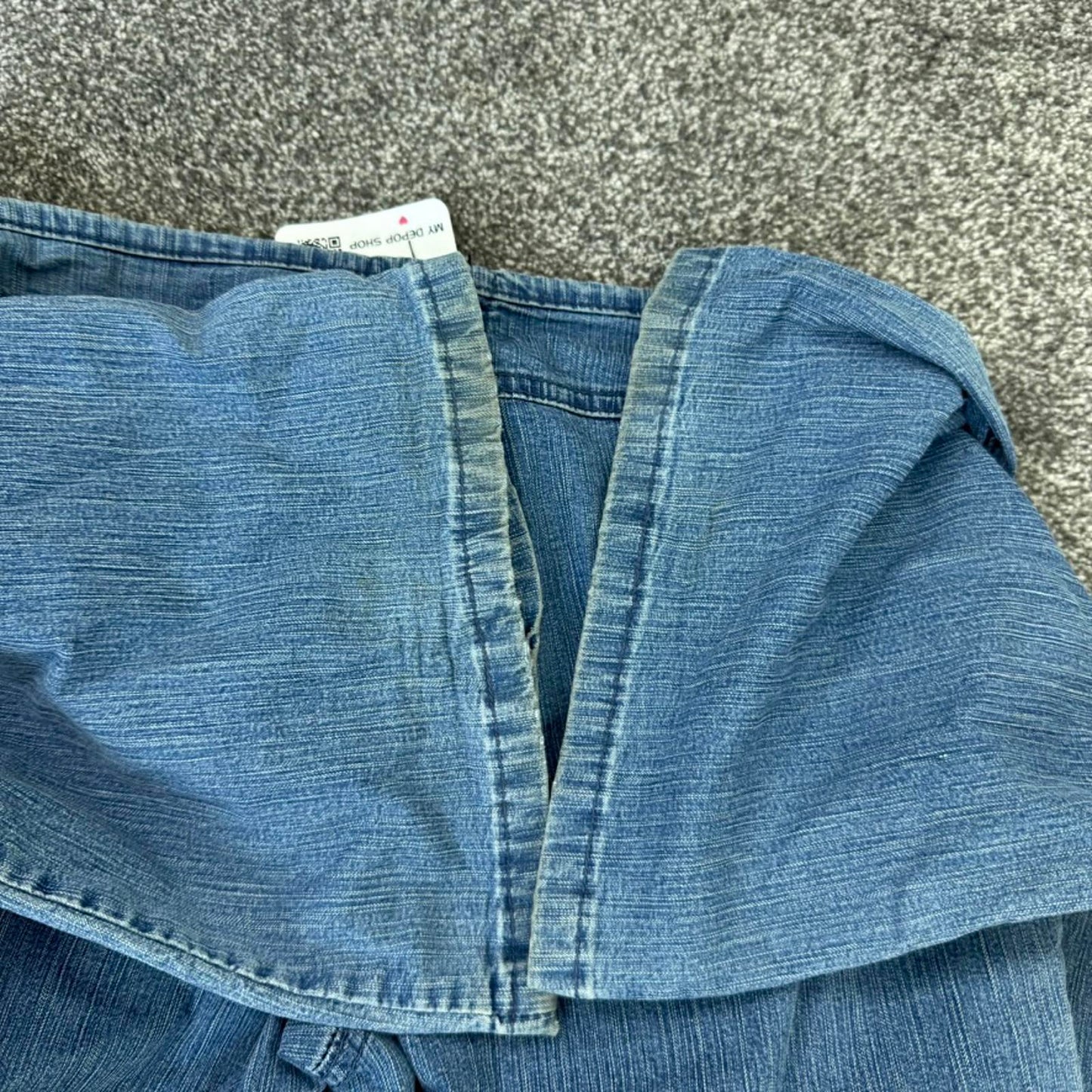 Y2K vintage stretchy mid rise flare denim jeans light blue wash bootcut