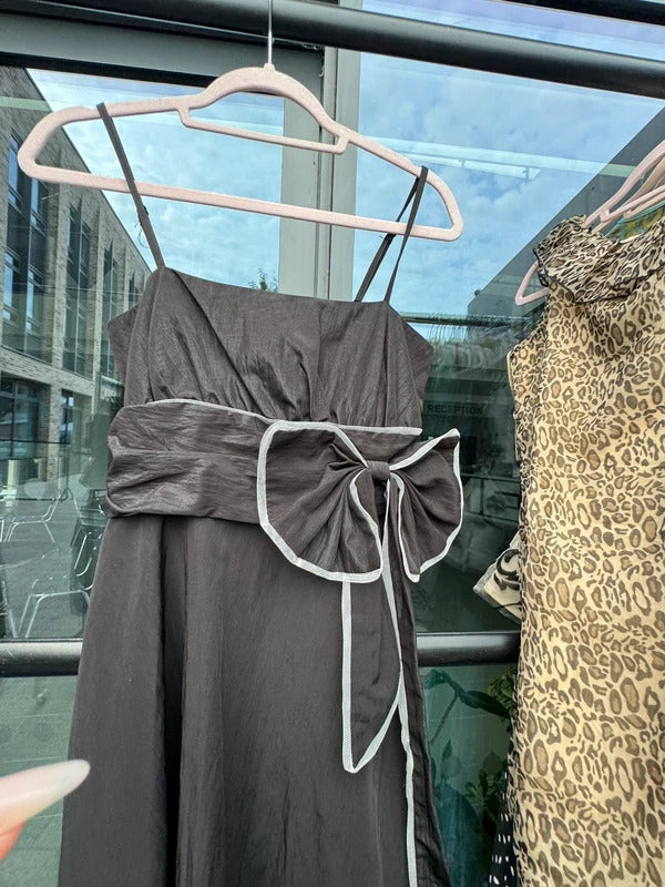 Vintage 2000s midi dress big bow cocktail evening party a line