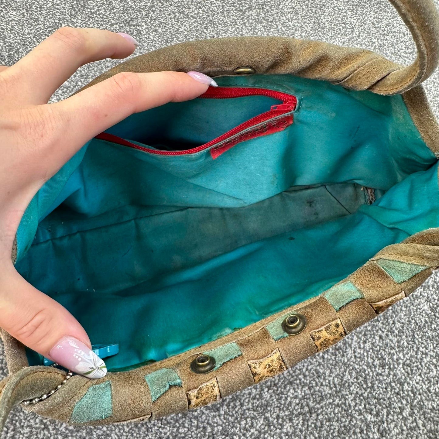 Y2K vintage suede shoulder bag woven leopard print denim pink blue brown