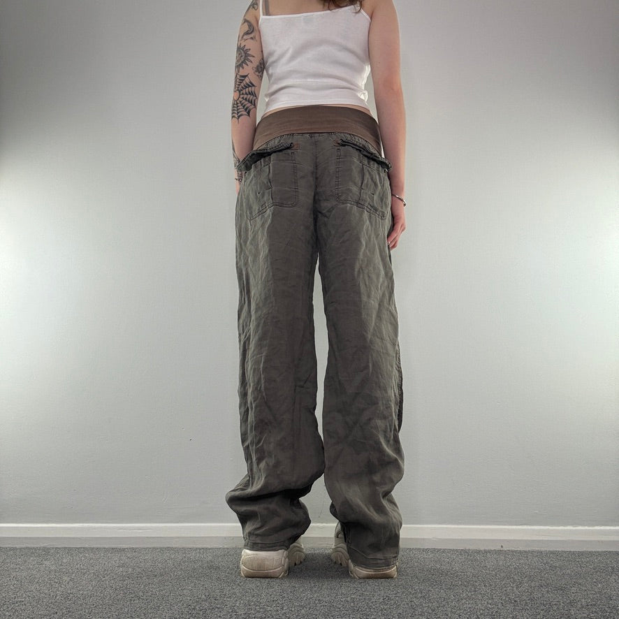 Y2K cargo fold over baggy lightweight summer trousers