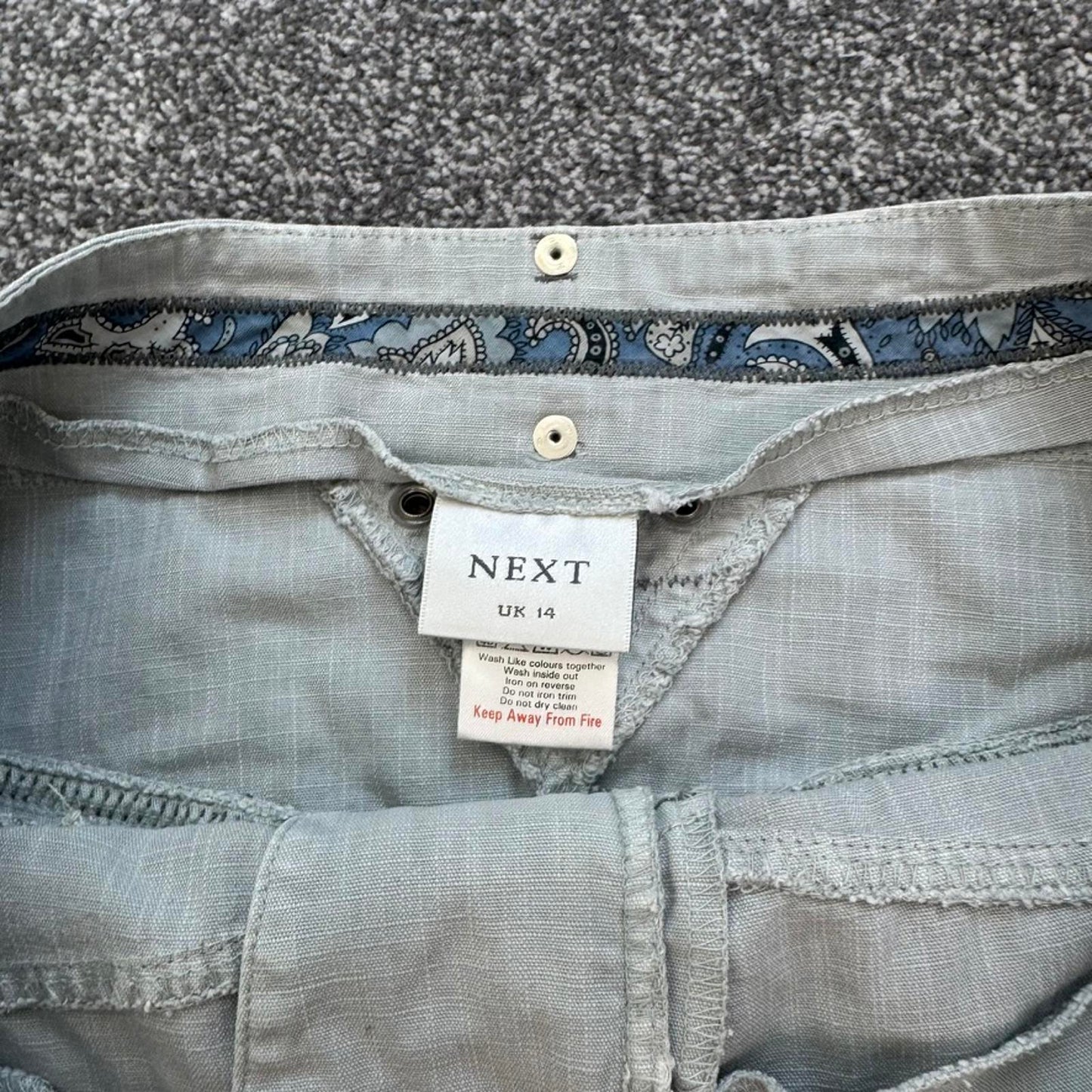 Y2K vintage denim cargo midi skirt grey contrast stitch