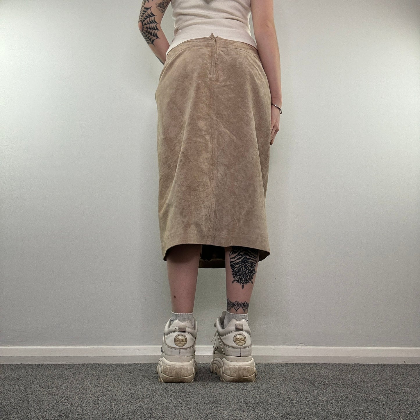 Y2K suede lace up front maxi skirt