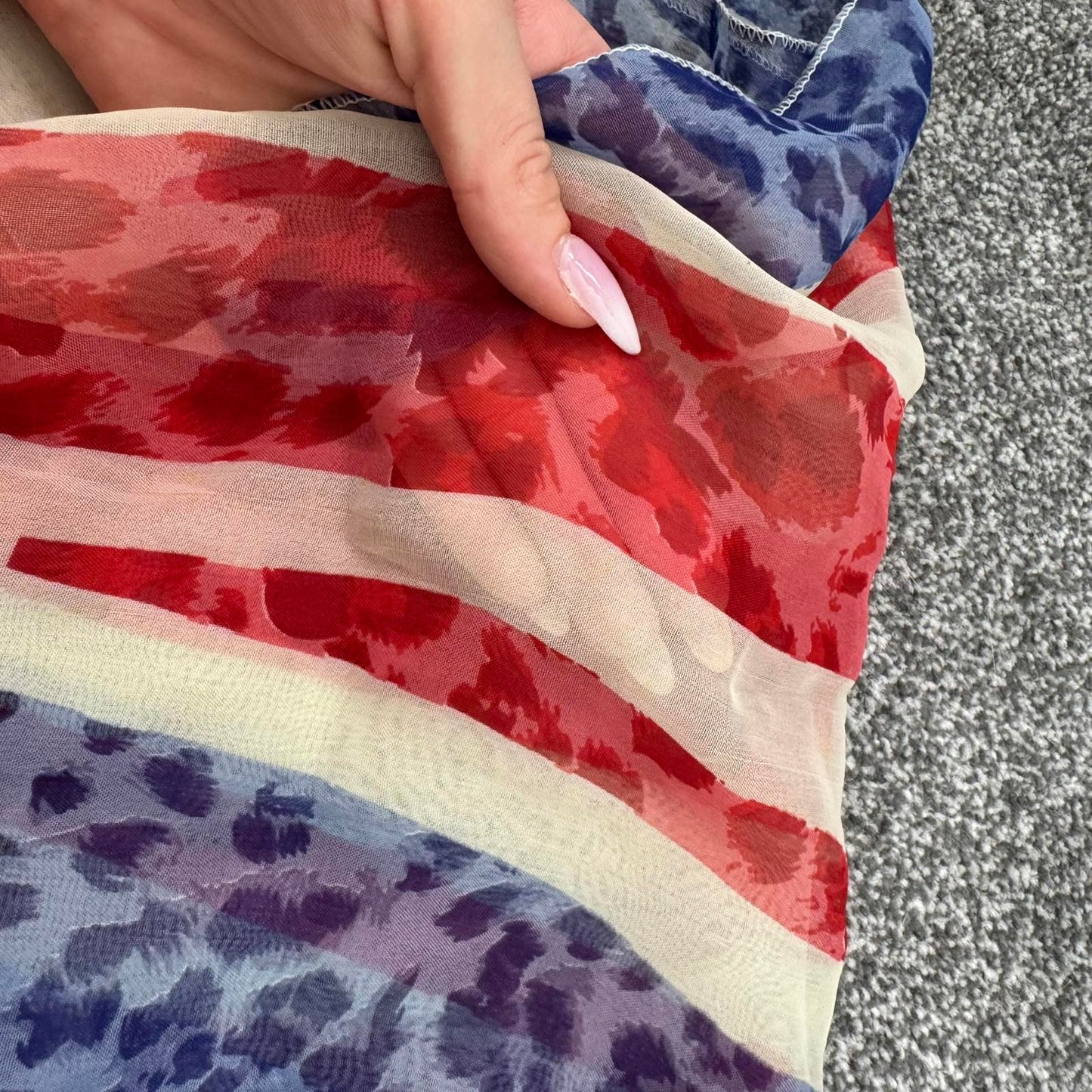 Y2K vintage leopard print Union Jack scarf sheer lightweight