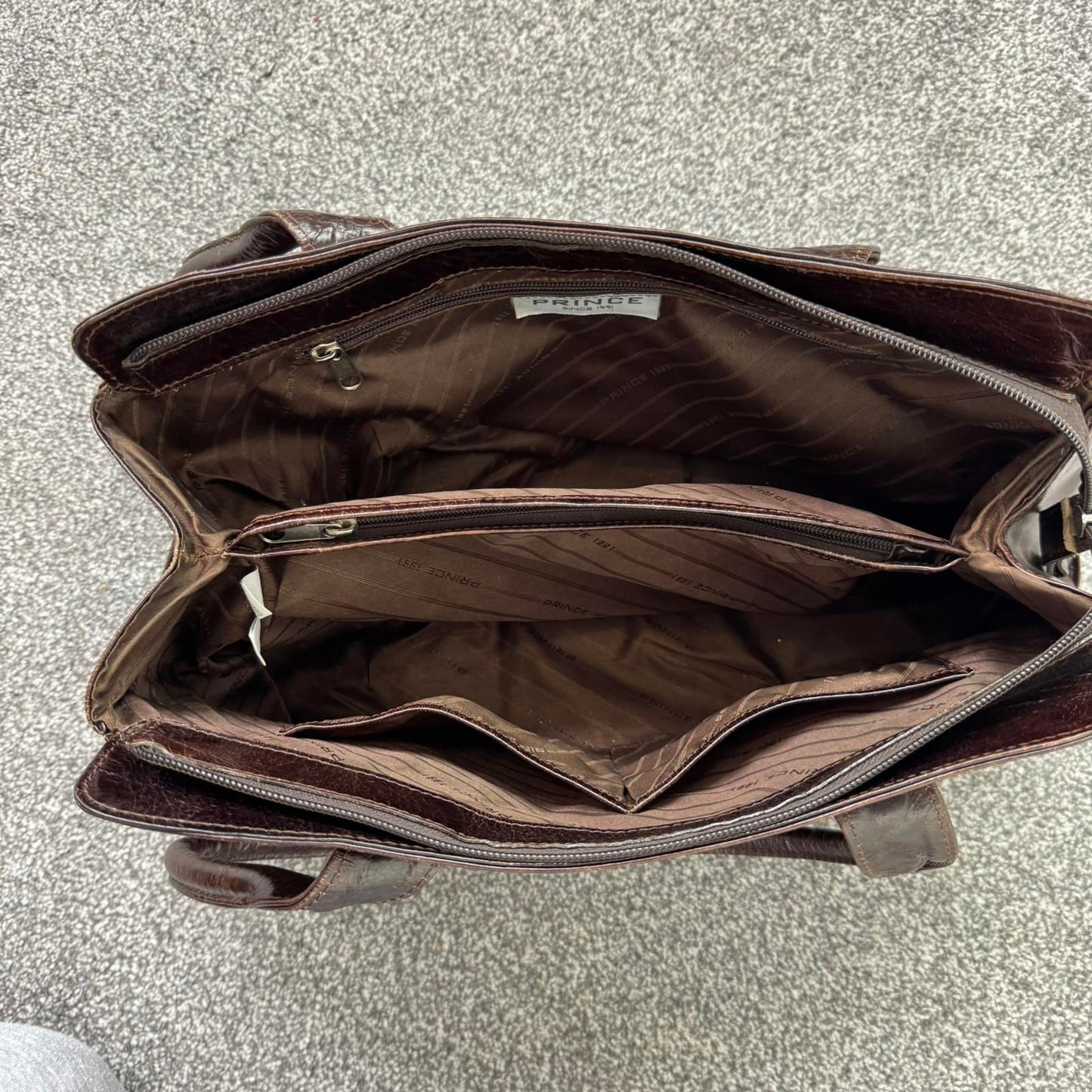 Y2K vintage genuine real leather patent shoulder bag zippers shiny medium size