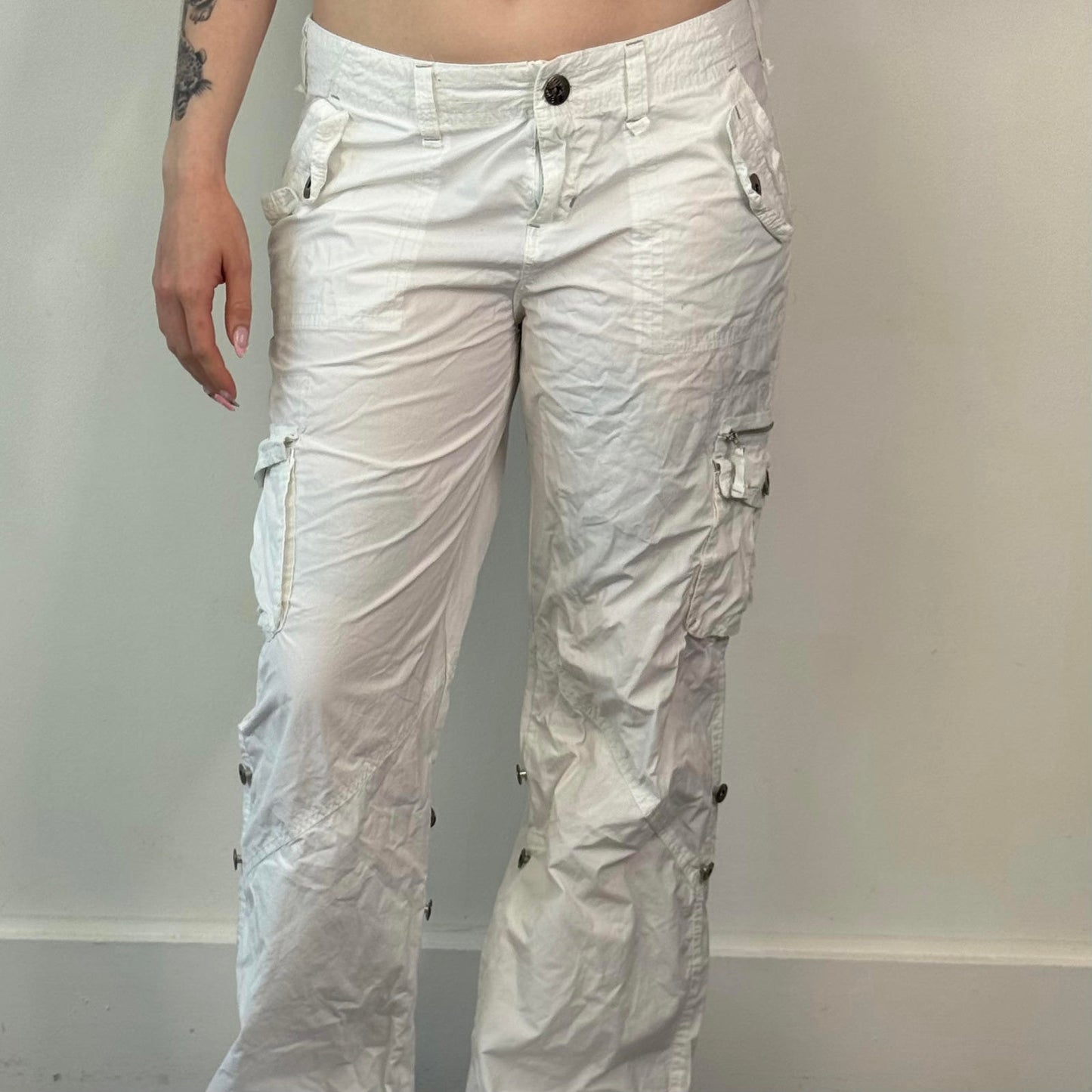 Y2K vintage low rise baggy cargo trousers combat trousers lightweight summer