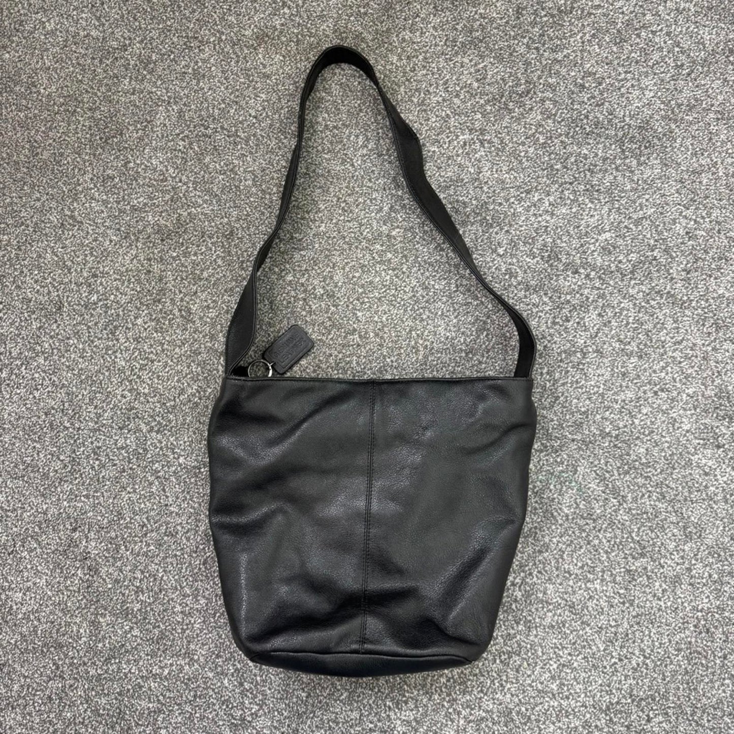 Y2K vintage genuine leather bucket shoulder bag crossbody compartments