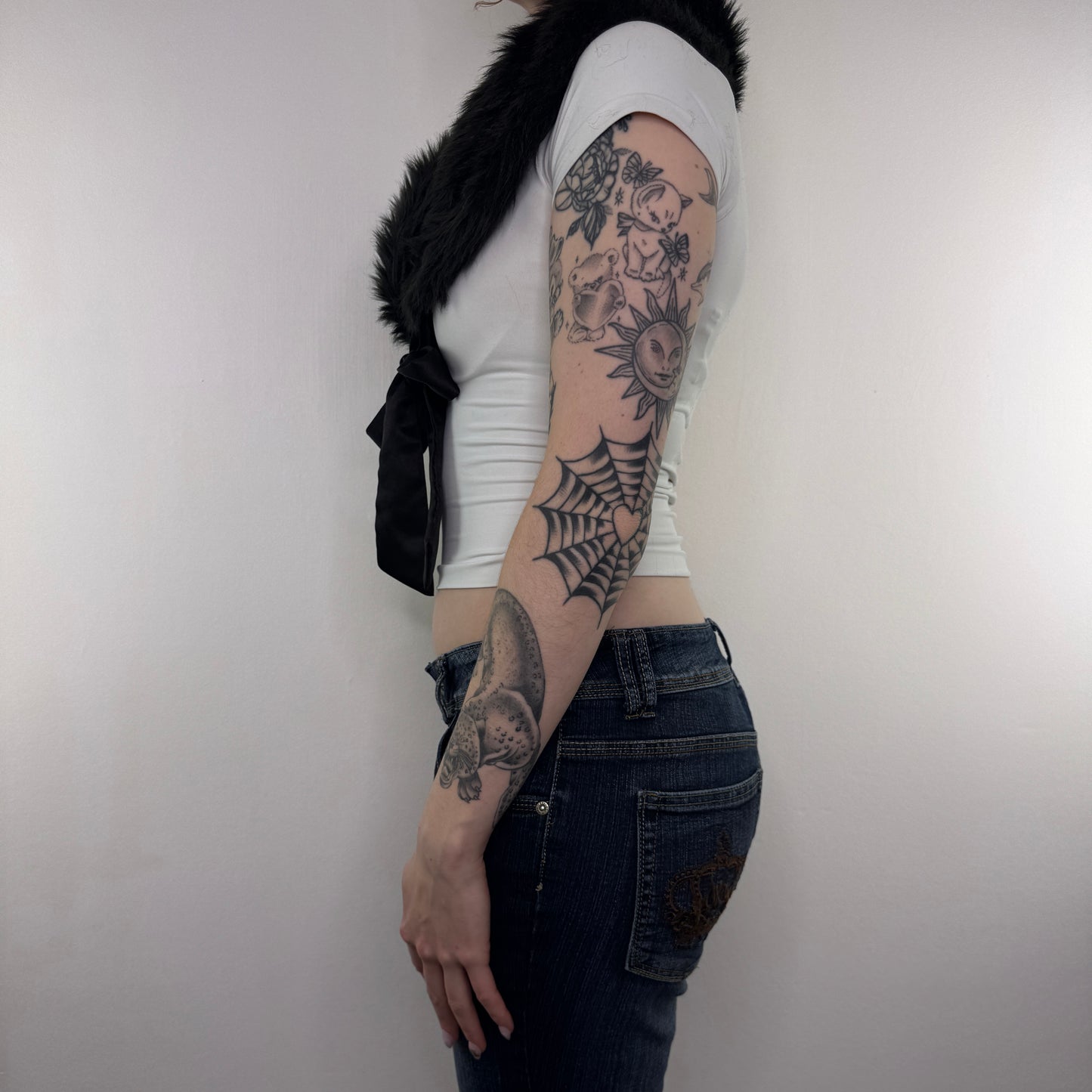 Y2K vintage faux fur shawl cape